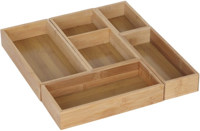 Bakjes voor lade - bamboe - 5-delige set