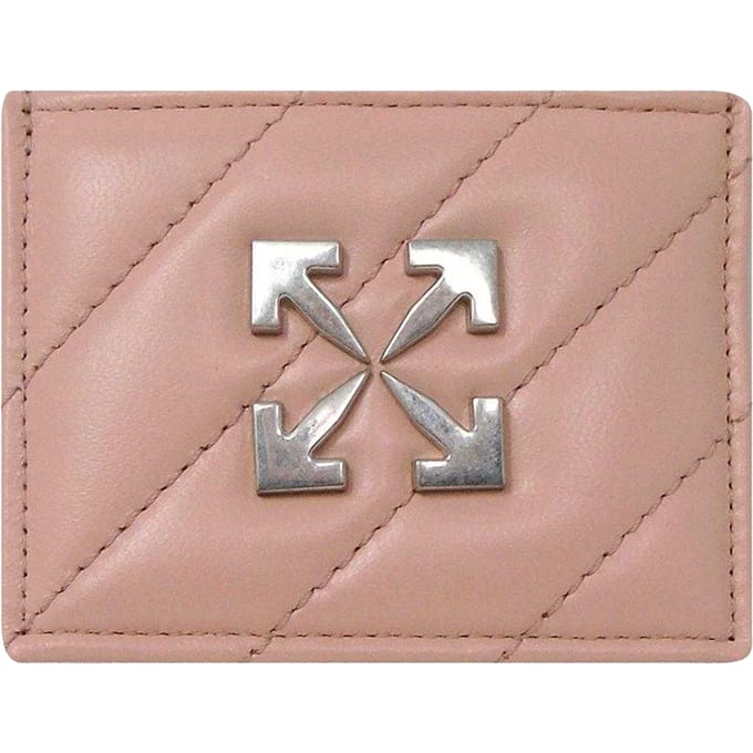 Off-White Jackhammer Logo Leren Kaarthouder (Roze)