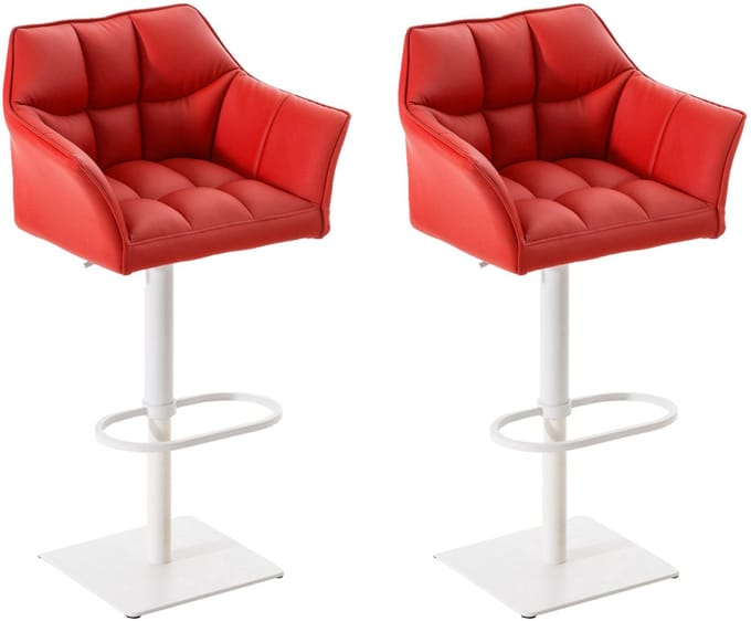 CLP Damaso Set van 2 barkrukken - Kunstleer rood wit