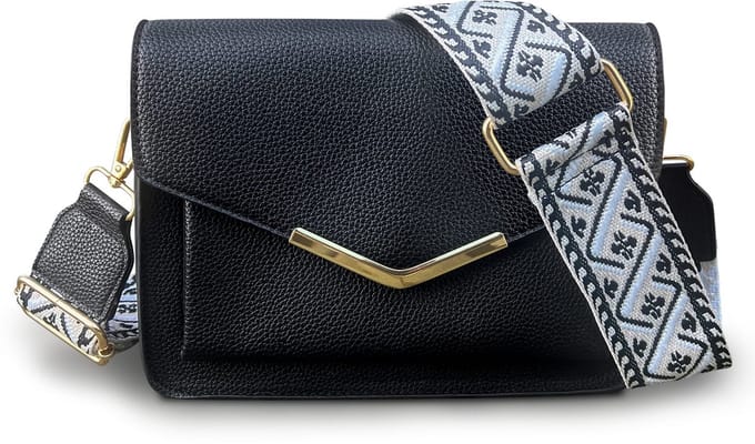 THL Design - Kleine Dames schoudertas - Bag Strap - Brede Band - Zwart