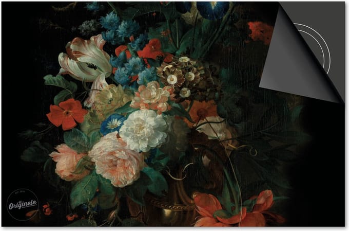 Inductie Beschermer Boeket Zwart print Exclusief 76x51,5cm