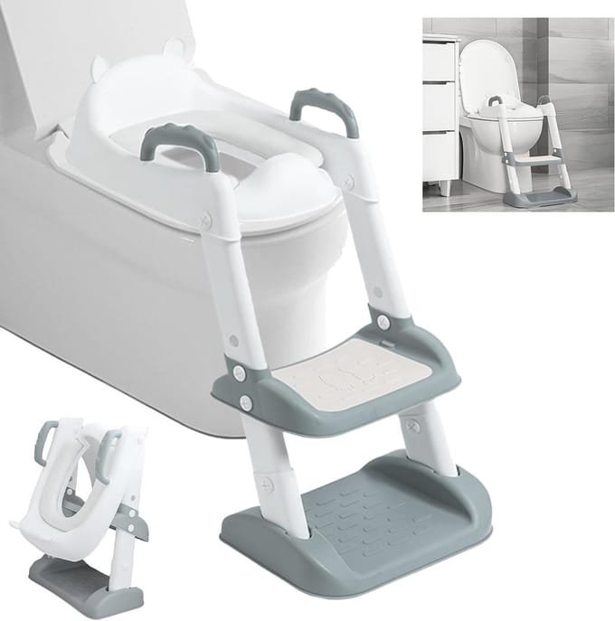 Opvouwbare toiletbril voor baby's met antislip en verstelbare ladder