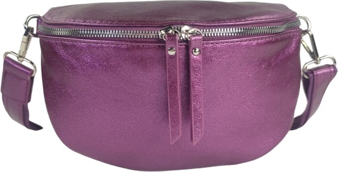 Qischa® - Crossbody heuptas bumbag - uni riem - soft - vegan - medium size - paars metallic