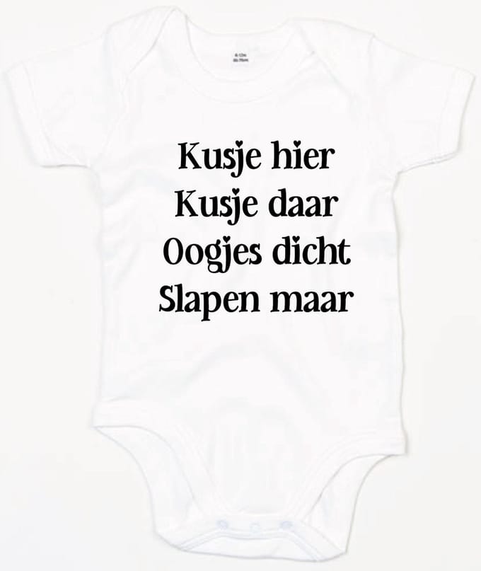 Rompertje Kusje Hier Kusje Daar-Wit-6-12 Maanden