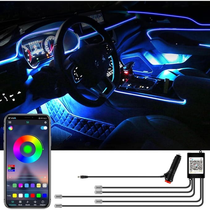 Auto Interieur Verlichting - Led Strip Auto – 6M – Met App - Blauw
