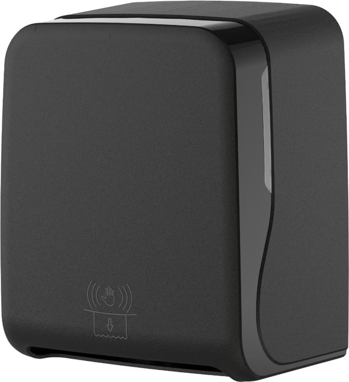 Zwarte Sensor Autocut Dispenser – No-Touch Handdoekrolhouder