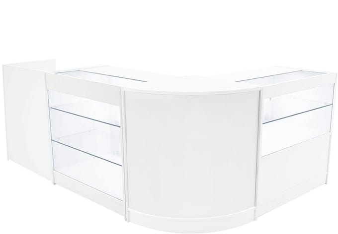 Vega led winkel toonbank set - wit - 90x60cm & 60x60cm - 4-delig