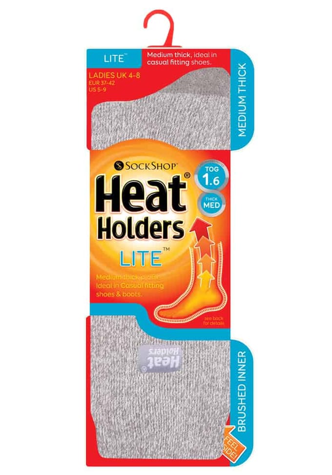 Heat Holders Lite dames dunne thermo wintersokken - Zilver / Crème