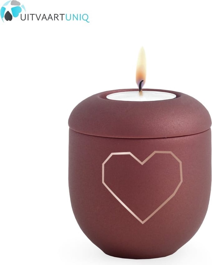 Mini urn Velvet hartje – met lichtje