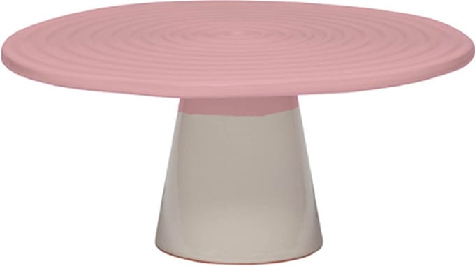 Dutchdeluxes - handgemaakt - Taartplateau - Keramiek - Medium - 25 cm diameter - Roze
