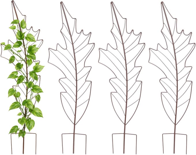 Plantensteun - set van 4 - 100x30 cm - metaal - blad