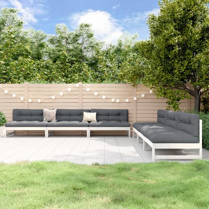 vidaXL - 6-delige - Loungeset - massief - grenenhout - wit