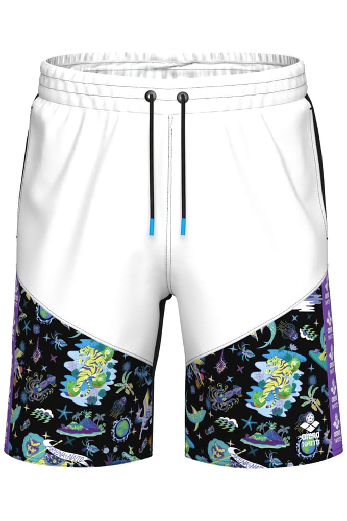 Arena Men's  Fun Planet Bermuda Panel White-black-multi Größe: S | Badehosen Outlet | Herren | Weiß