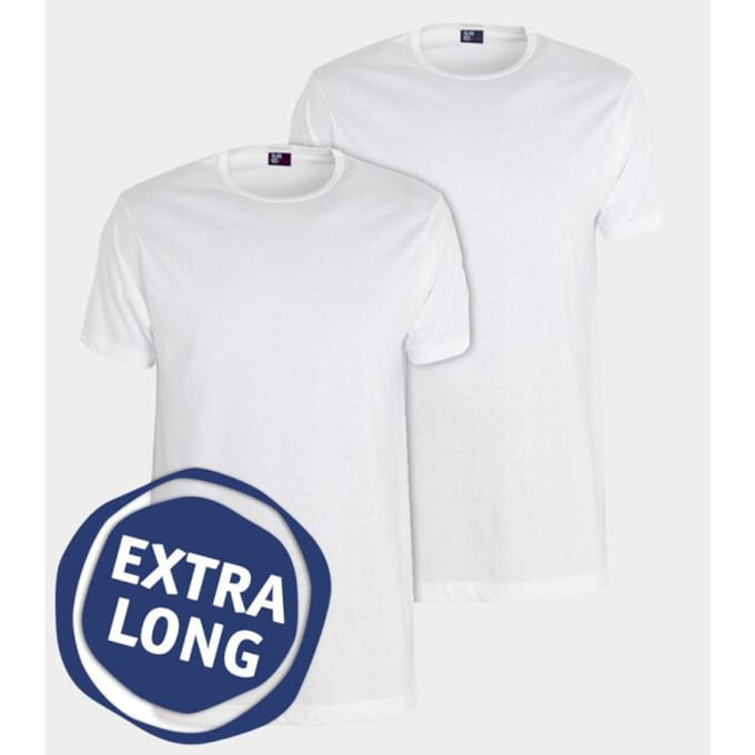 Alan Red T-shirt Derby 2-pack Ronde Hals Extra Lang + 5cm Wit   S