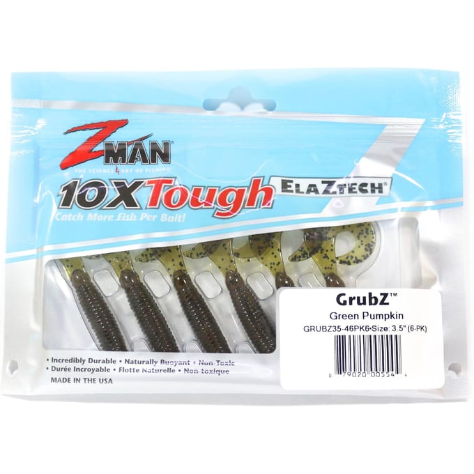 Zman Soft Lure GrubZ 3,5 Inch 6/Pack Groene Pompoen (5544) white