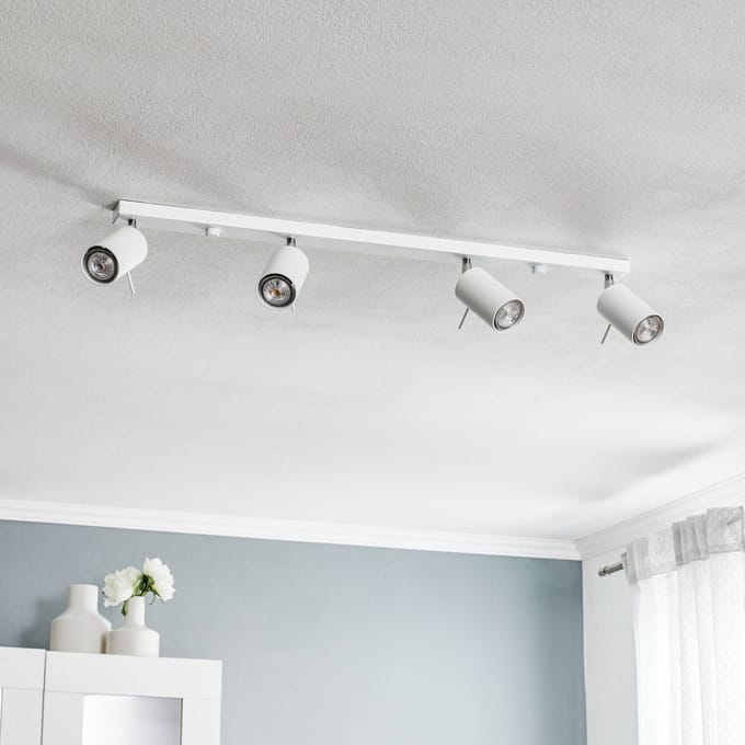 SOLLUX LIGHTING Plafondspot Round, wit, 4-lamps lineair