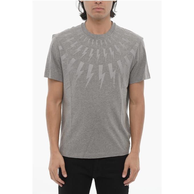 Slim Fit FAIRISLE THUNDERBOLT T-shirt in grijs