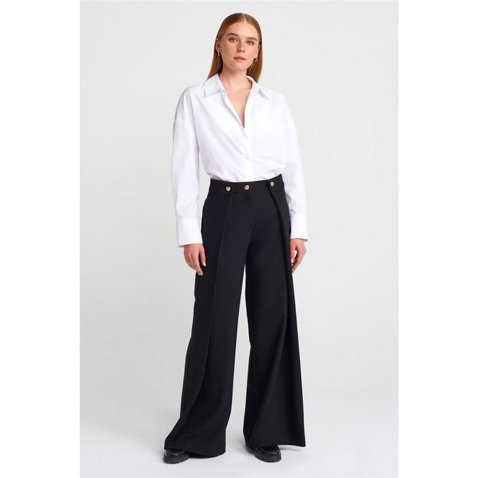 Dames Hoge Taille Wijde Pijpen Crepe Broek