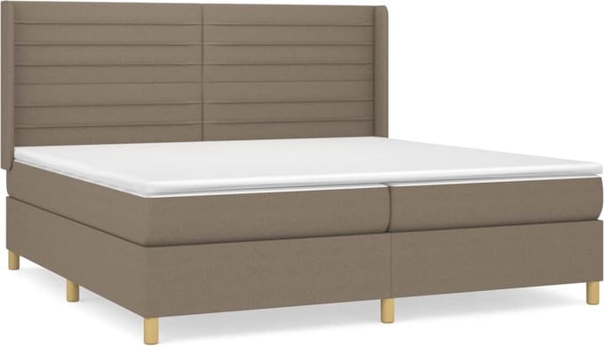 vidaXL - Boxspring - met - matras - stof - taupe - 200x200 - cm