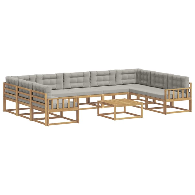 vidaXL - Buiten - bank - set - 10 - st - Wit - en - Lichtgrijs