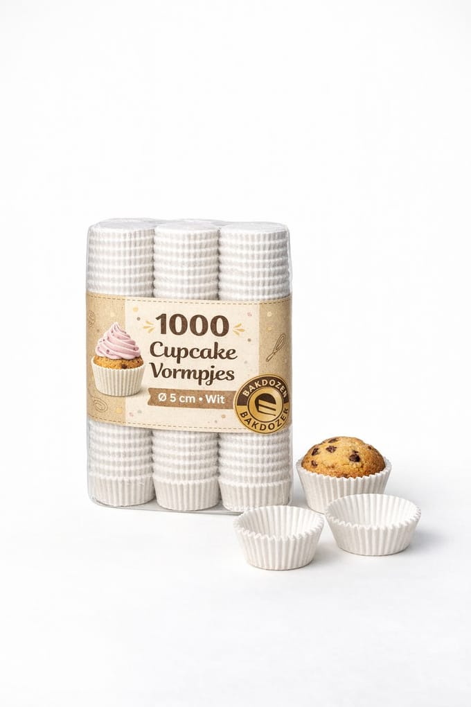 Bakdozen.nl Cupcake Papier - Muffin Papier - Wit - Ø 6.5 cm - Bodem Ø 5 cm - Hoogte 3 cm - 1000 Stuks