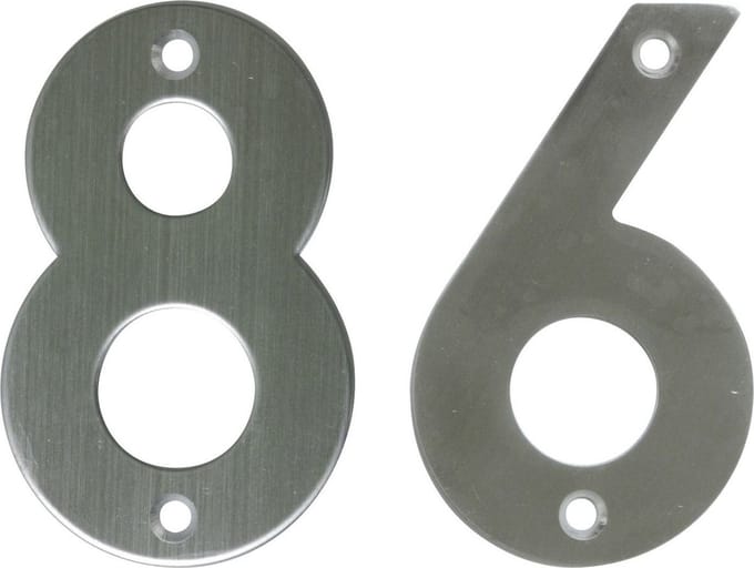 AMIG Huisnummer 86 - massief Inox RVS - 10cm - incl. bijpassende schroeven - zilver