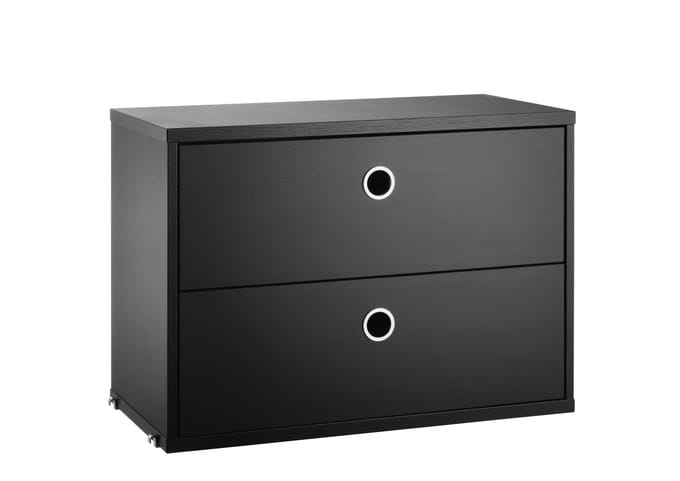 String Furniture Ladeblok - 58 x 42 x 30 cm - Essen zwart gebeitst