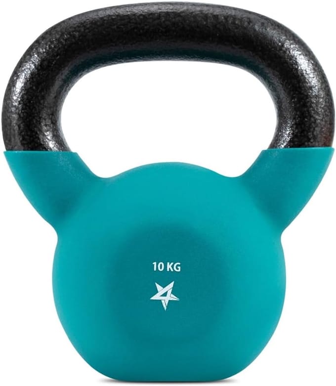 Neopreen Coated Kettlebell Gewichten Krachttraining Kettlebells - 10KG Teal met Handleiding verstelbare kettlebell