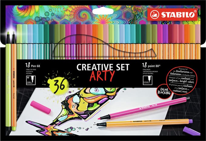 STABILO ARTY Creative Set - Set Pen 68 & Point 88 - Combi Arty Etui Met 36 Stuks