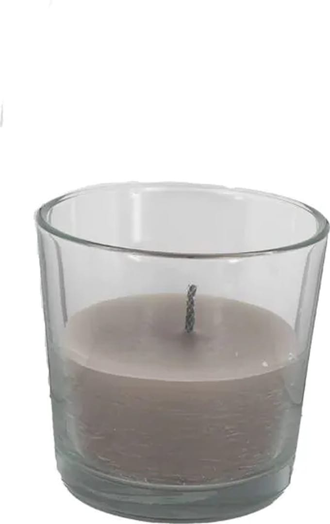Cactula leuke buitenkaars in glas | Stone | 16 x 15 cm | met extra dikke brandlont - M