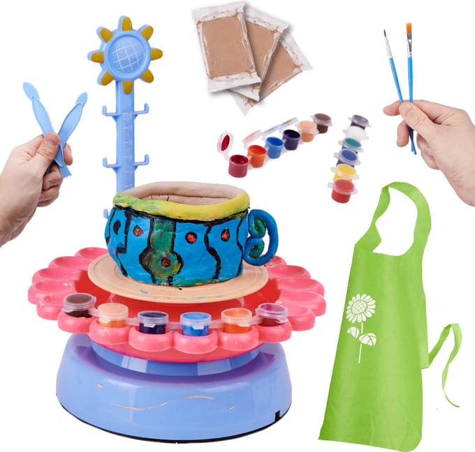 Pottenbakkersschijf creatieve set met klei en verf 600g