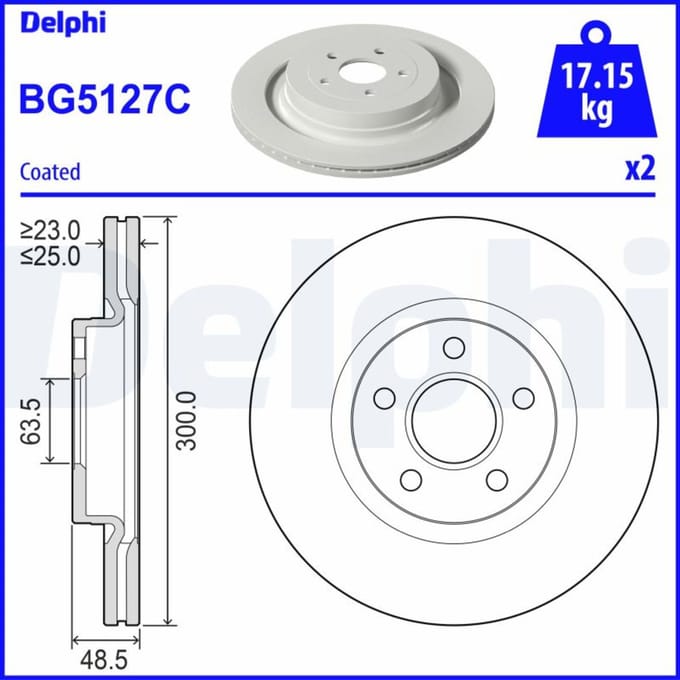 Remschijf DELPHI BG5127C, 2 stuk