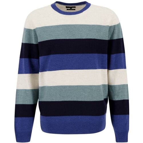Fynch-Hatton Trui O-Neck Multi Stripes Merino Cashmere Off White-Multi / male