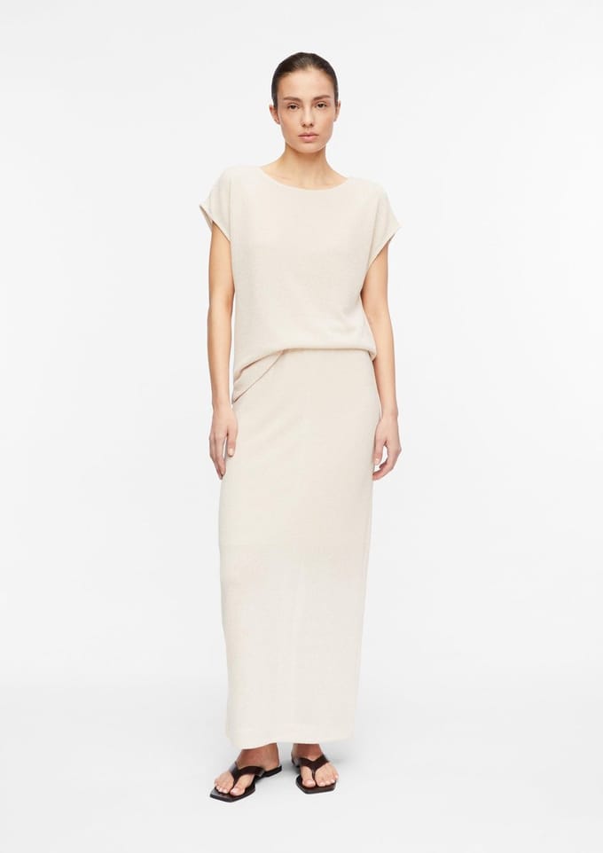 Lange jurk van fijne knit met elastische taille voor dames COMMA