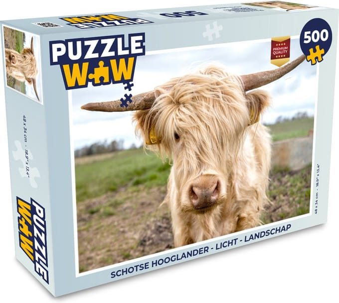 Puzzel Schotse hooglander - Licht - Landschap - Legpuzzel - Puzzel 500 stukjes