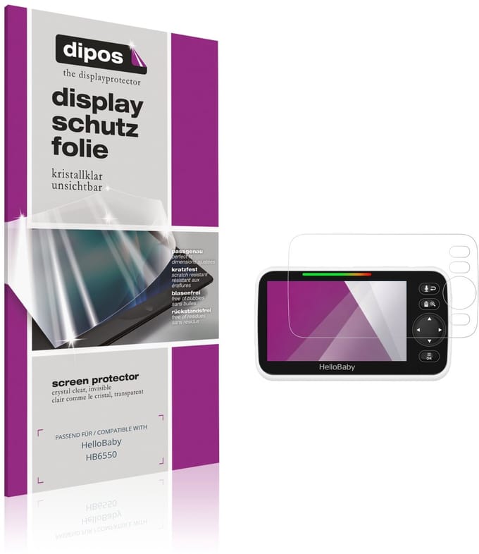 dipos – 2x Beschermfolie geschikt voor HelloBaby HB6550 | Krasbestendige & heldere Screenprotector Ultra-Thin