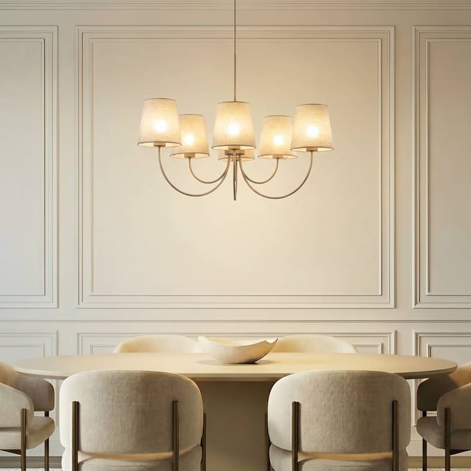 TK Lighting Candi kroonluchter, beige/zandkleurig, 6-lamps, Ø 85 cm, E27