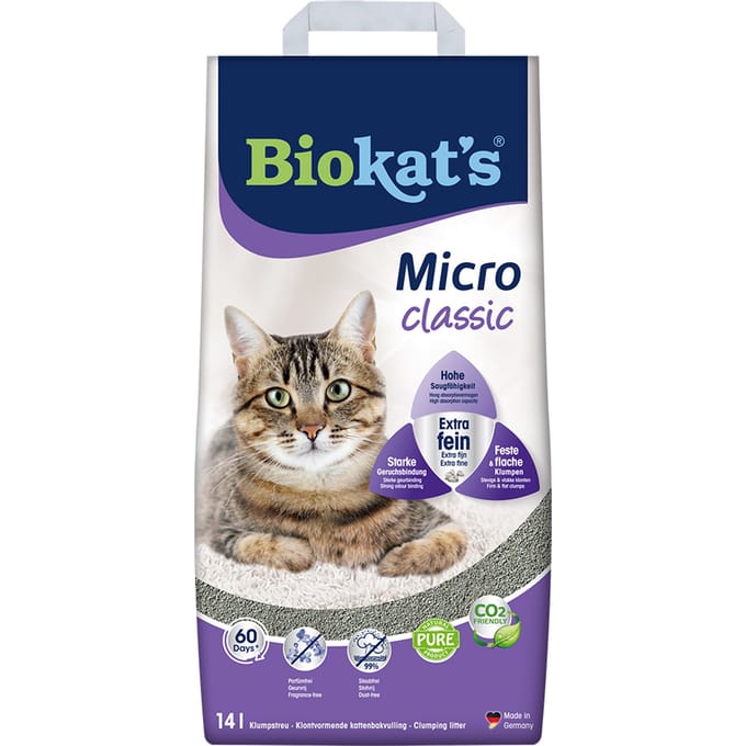 Biokat's Micro Classic - 14 L - Kattenbakvulling - Klontvormend - Zonder geur