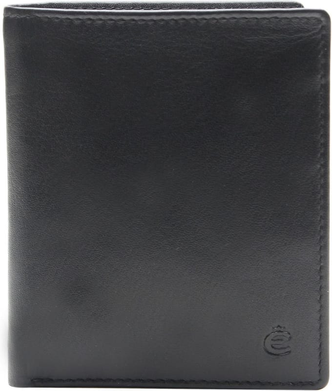 Esquire Leren Portemonnee Compact Wallet Black Zwart