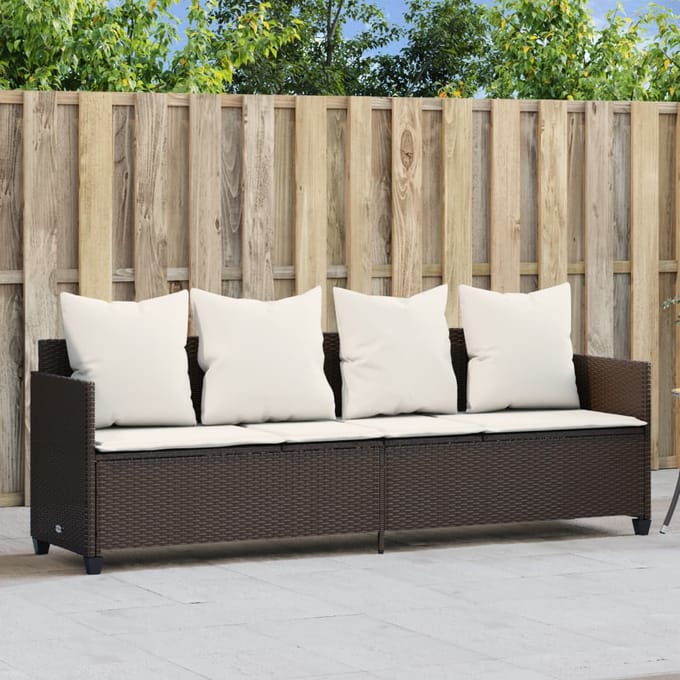 vidaXL - Ligbed - met - kussens - poly - rattan - bruin
