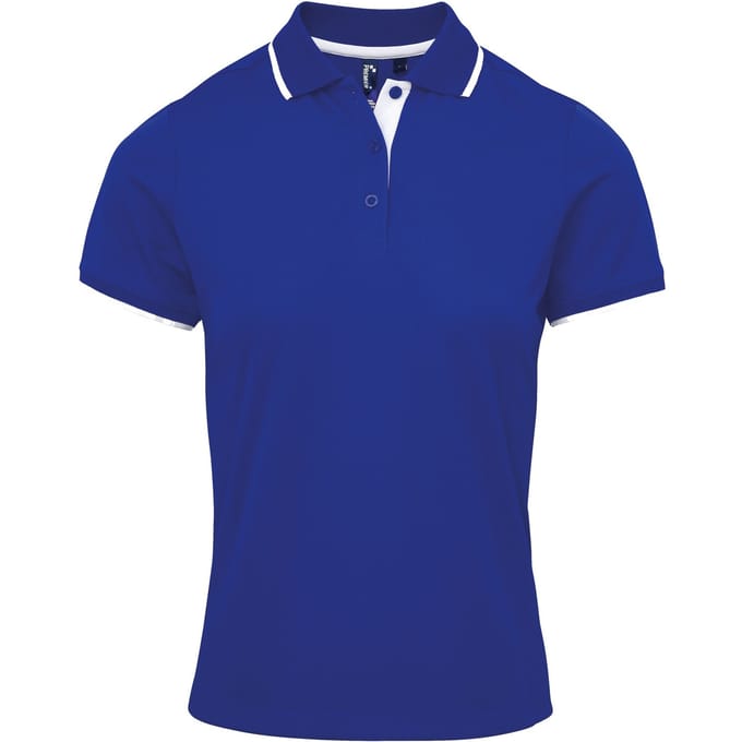 Premier Dames/dames Contrast Coolchecker Poloshirt (Koninklijk/Wit)