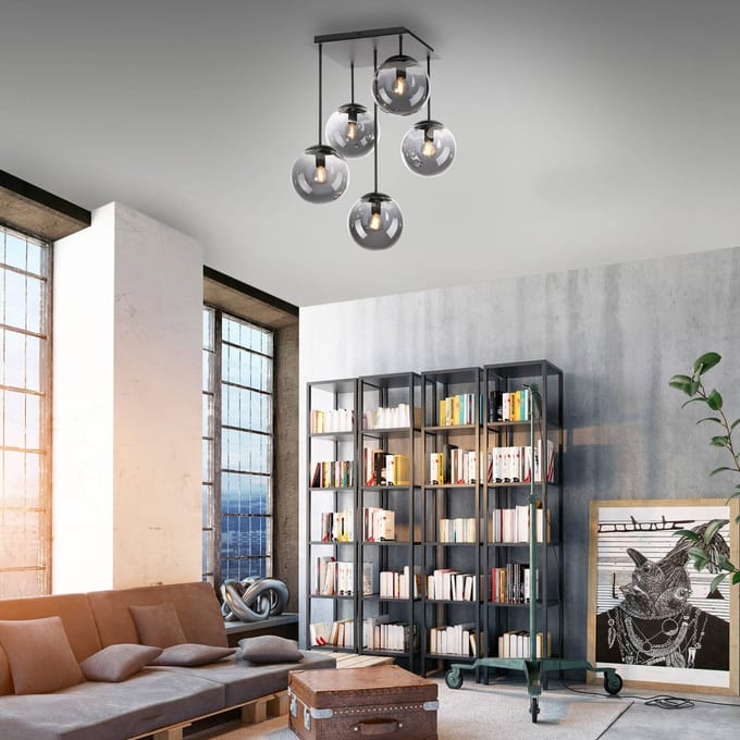JUST LIGHT. GmbH Plafondlamp Big Widow, glazen bollen, 5-lamps