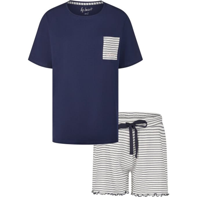 By Louise Dames Korte Pyjama Set Shortama Blauw - Maat M