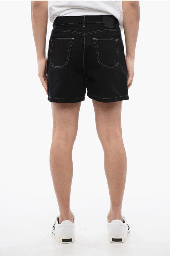 Donker gewassen shorts met logoborduursel in zwart