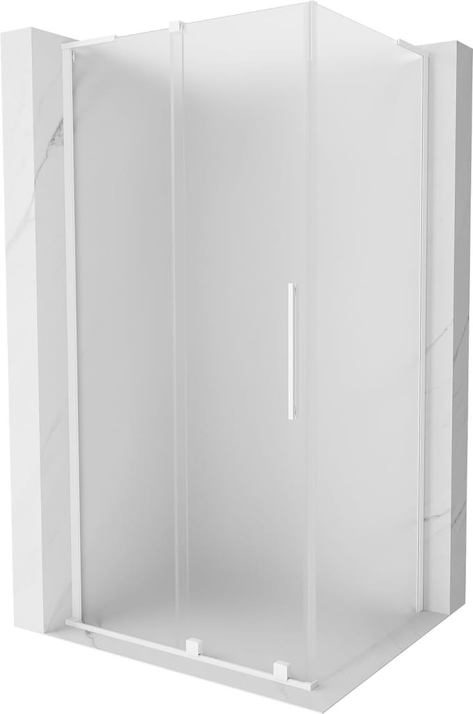 Mexen Velar L schuifbare douchecabine 90 x 110 , mat, wit - 871-090-110-33-20