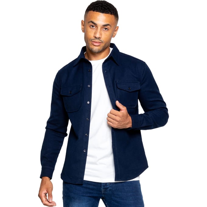 Enzo | Heren Getextureerd Overshirt - Navy