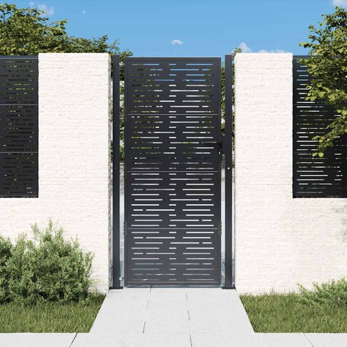 Portail de jardin Anthracite 100 x 200 cm Acier Design Carré