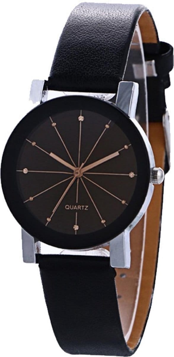 Fako Bijoux® - Horloge - Black Quartz - Ø 31mm - Roségoud & Zwart