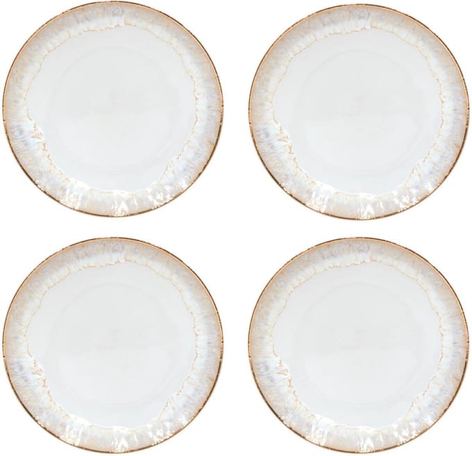 Costa Nova Dinerbord Taormina wit met gouden rand 27 cm - set van 4