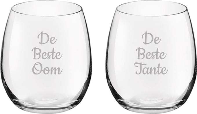 Gegraveerde Drinkglas 39cl De Beste Tante-De Beste Oom